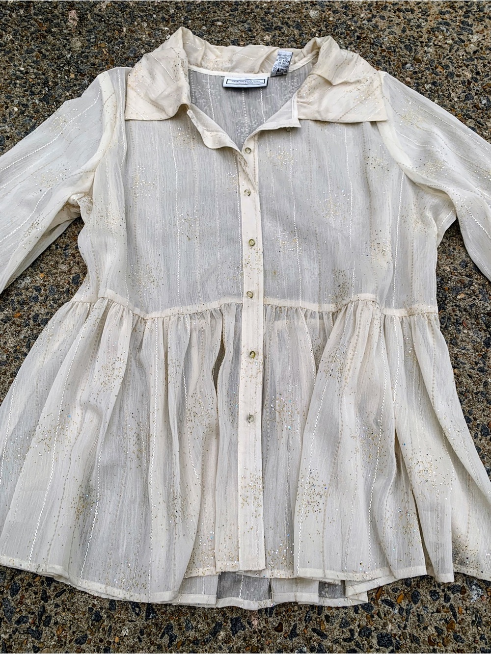 Beautiful Feminine Sparkling Off White Blouse by Simonton Says